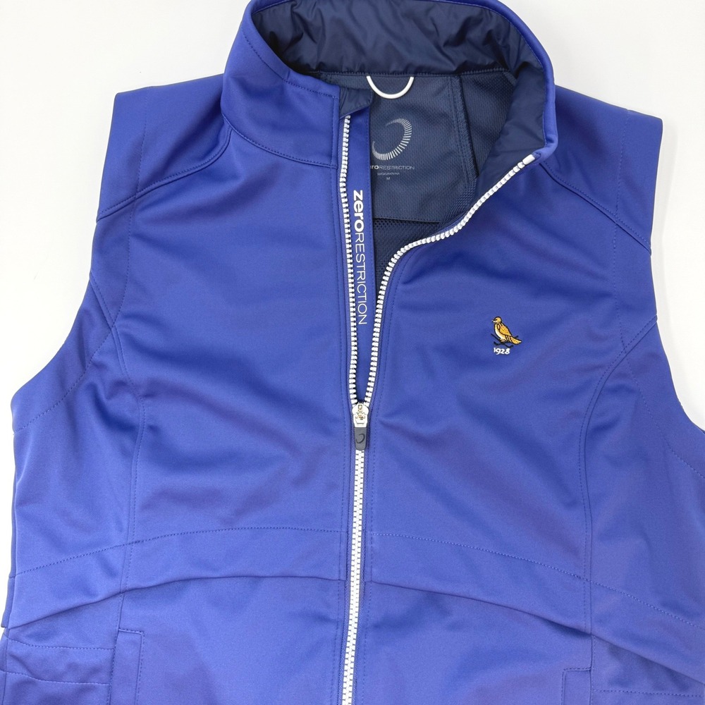 Zero Restriction Womens‎ Medium Blue Colorblock Golf Vest Full Zip Mock Neck